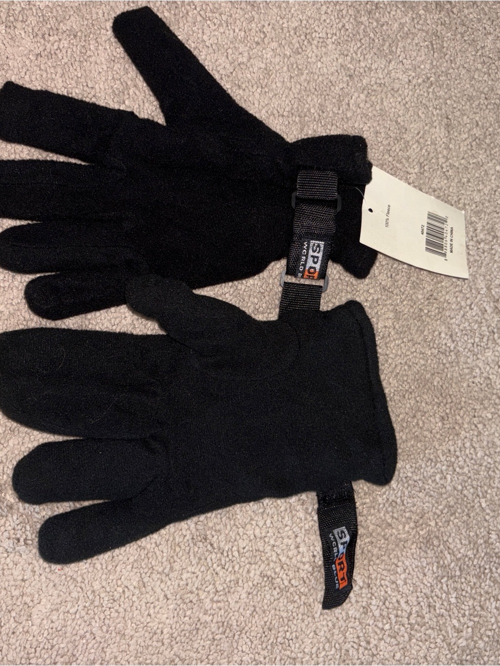Women’s Black Fleece Gloves with Adjustable Strap